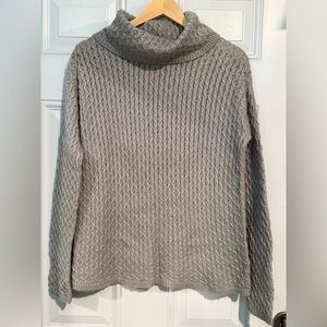 Sonoma Gray Cowl Neck Sweater with Ribbed Knit